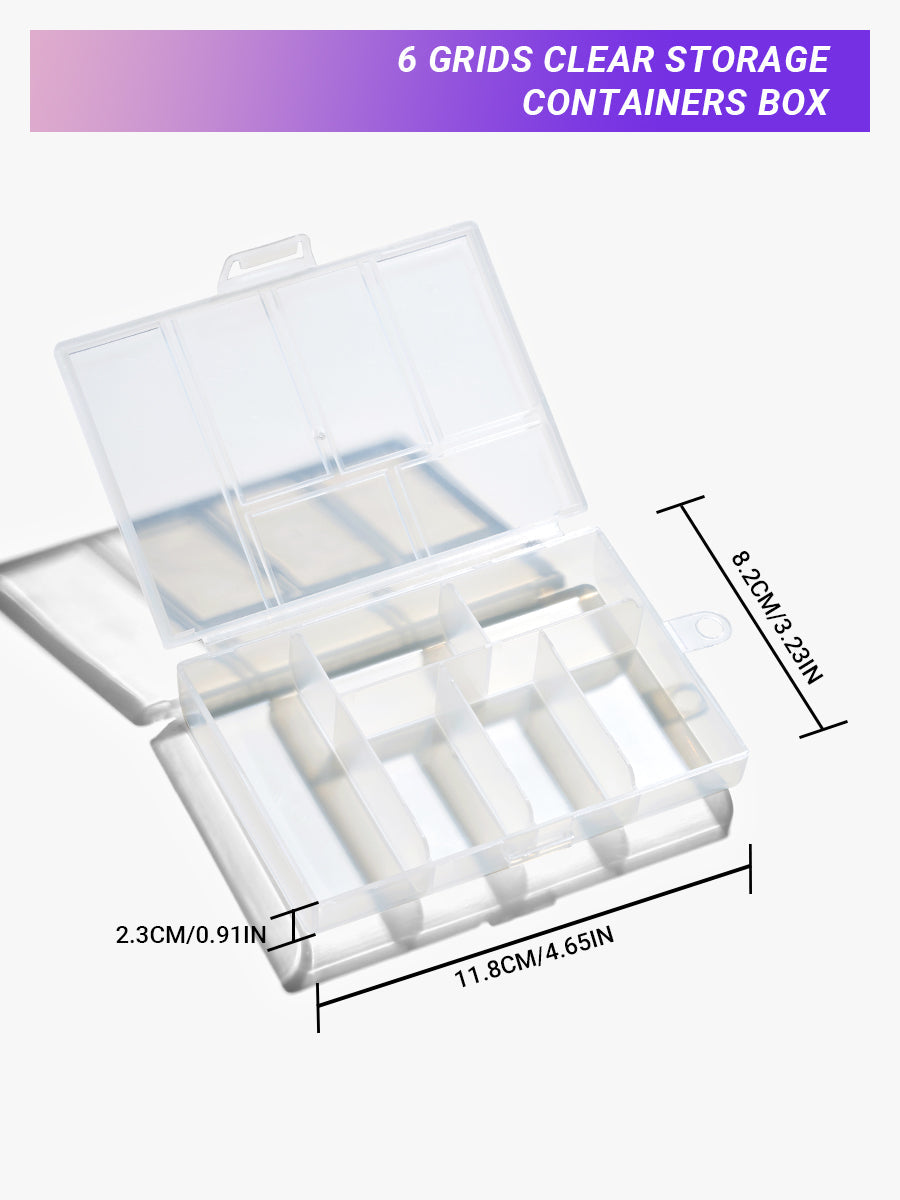 6 Grids Clear Storage Containers Box