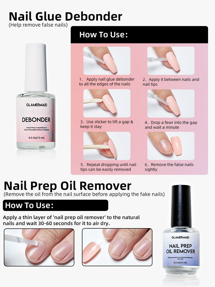 Nail Prep Oil Remover (Before sticking nails) & Nail Glue Debonder(Help remove false nails)