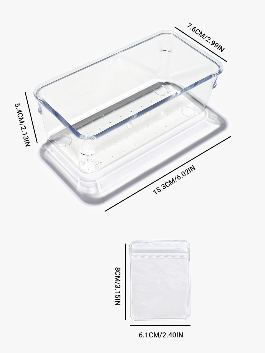 Clear Organizer Box with 15 PCS Zipper PVC Bags Anti Oxidation