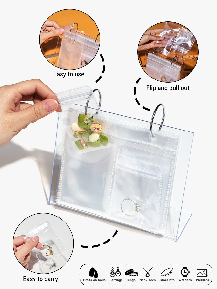 Transparent Desktop Storage Organizer Stand with 30 PCS PVC Bags