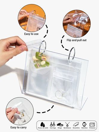 Transparent Desktop Storage Organizer Stand with 30 PCS PVC Bags