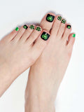 toe nail/Green Checkerboard